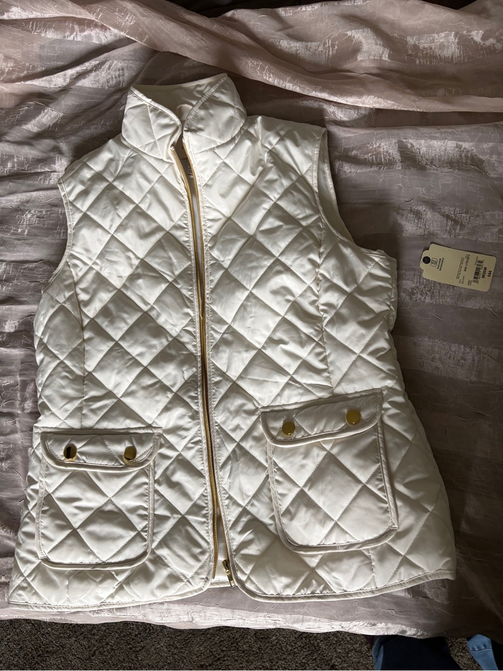 St. John's Bay White Vest with Gold Accents